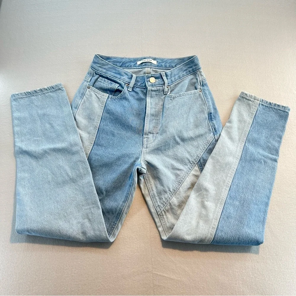 Pacsun Patchwork Vintage Style Ultra High Rise Slim Jeans Women's Size 24 - Picture 2 of 11